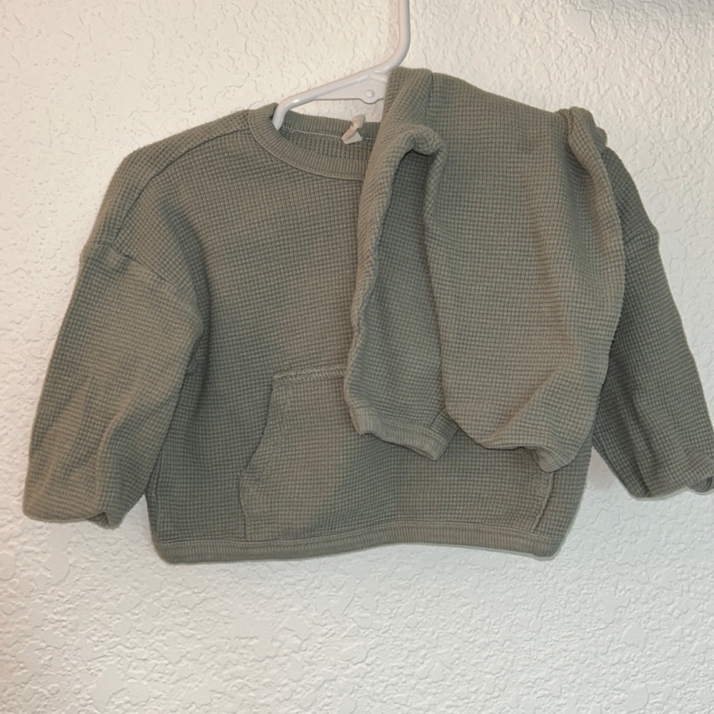 Quincey Mae Green Sweatsuit Set Waffle Knit Kids Lounge 6-12m